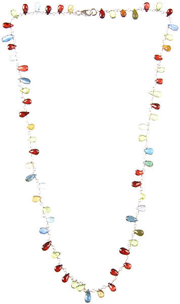 Faceted Multi-color Gemstone Beaded Chain (Lemon Topaz, Garnet, Peridot, Blue Topaz, Citrine, Iolite and Crystal)