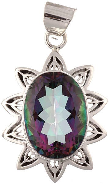 Faceted Mystic Topaz Oval Pendant