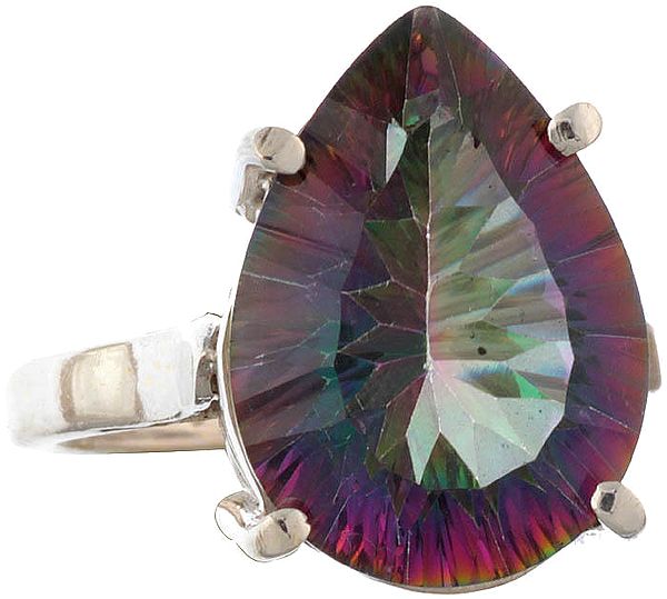 Faceted Mystic Topaz Teardrop Ring