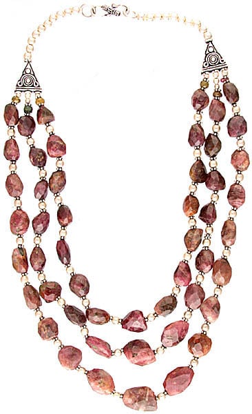 Faceted Ruby Tumbles Beaded Necklace