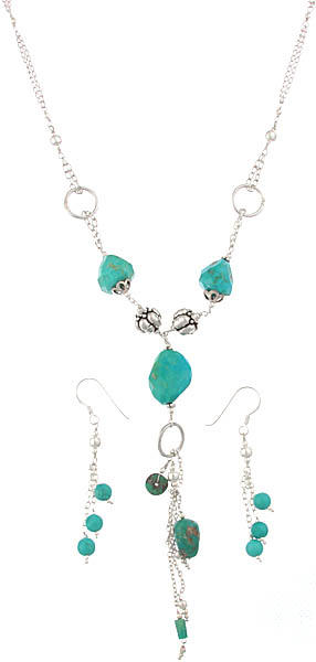 Faceted Turquoise Necklace with Matching Earrings Set
