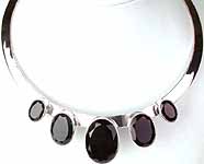 Five Stone Faceted Black Onyx Choker