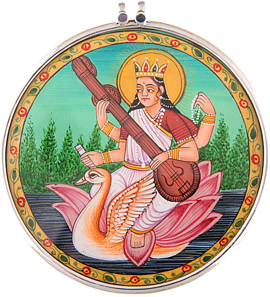 Goddess Saraswati Seated on Her Mount