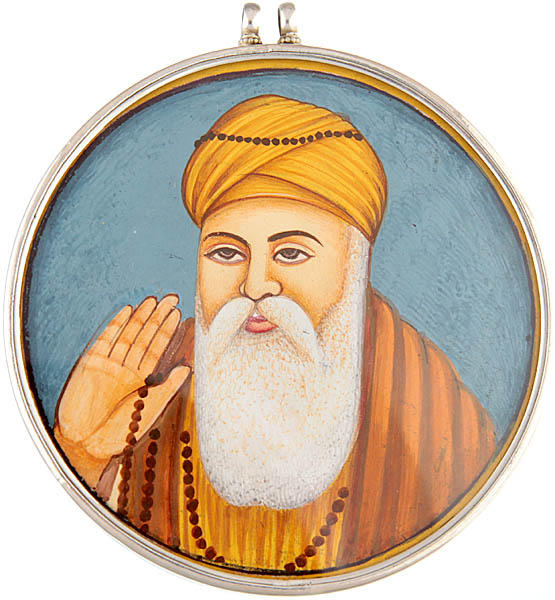 Guru Nanak Double-sided Pendant with Musical Ganesha on Reverse