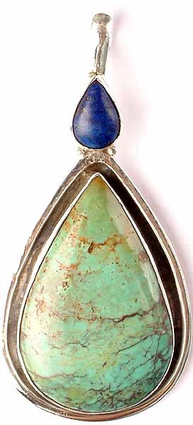 Inverted Tear Drop of Turquoise with Lapis Lazuli