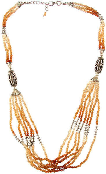 Hessonite Israel Cut Beaded Necklace