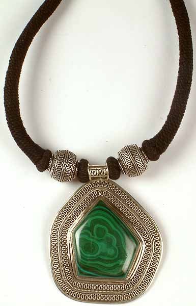 Malachite Necklace With Black Cord