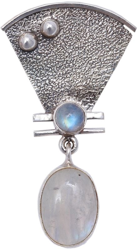 Cabochon Moonstone Studded Pendant with Central Triangular Spacer