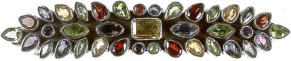 Multi-color Faceted Gemstone Hair Clip (Peridot, Garnet, Citrine, Iolite and Amethyst)