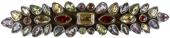 Multi-color Faceted Gemstone Hair Clip (Amethyst, Citrine, Garnet, Iolite and Peridot)