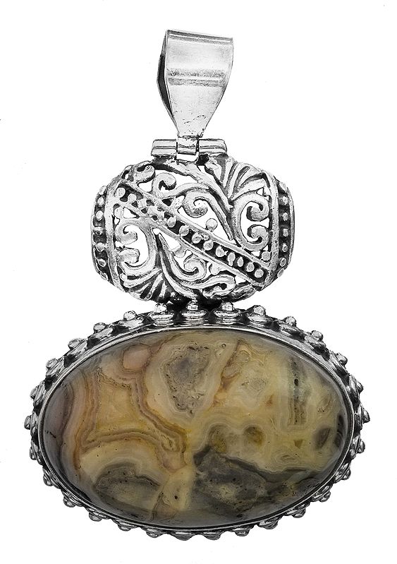 Gemstone Oval Pendant with Lattice | Malachite Pendants