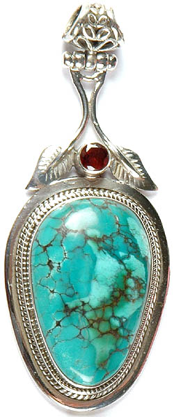 Turquoise Pendant with Garnet