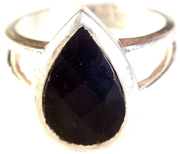 Faceted Black Onyx Ring