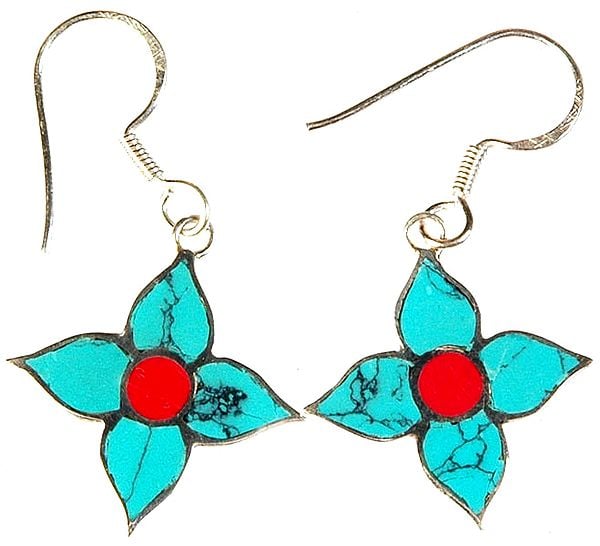 Sterling Inlay Flower Earrings