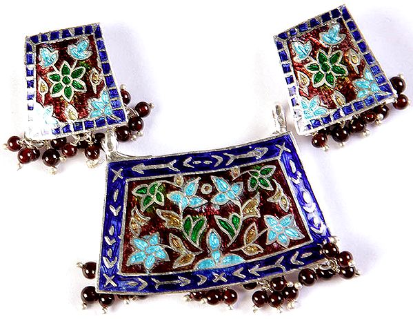 Meenakari Pendant with Earrings Set