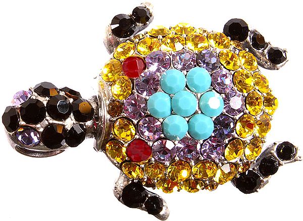 CZ Tortoise Brooch with Turquoise