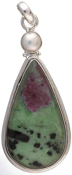 Ruby Zoisite Pendant with Pearl