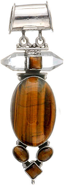 Tiger Eye Pendant with Crystal Pencil