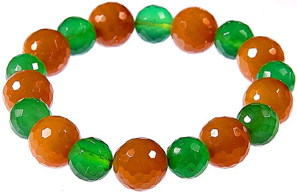 Faceted Green Onyx and Yellow Aventurine Stretch Bracelet