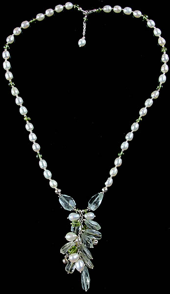 Pear Necklace with Crystal and Peridot