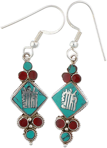The Ten Powerful Syllables of The Kalachakra Mantra Inlay Earrings