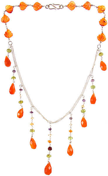 Faceted Gemstone Necklace (Carnelian, Peridot, Amethyst and Citrine)