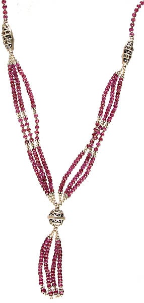 Faceted Garnet Beaded Bunch Necklace with Charms