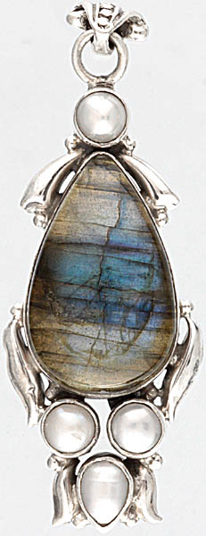 Labradorite and Pearl Pendant