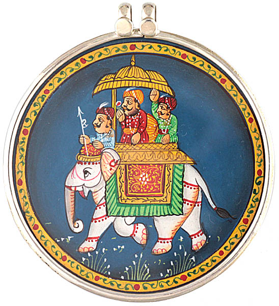Mughal Prince on Elephant with Attendants