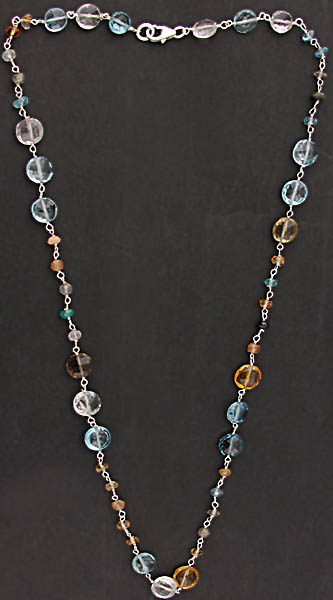 Gemstone Necklace (Rose Quartz, Blue Topaz, Citrine and Orange Quartz)