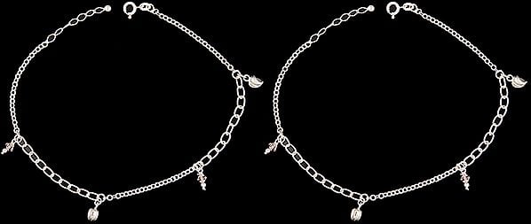 Sterling Anklets with Dangling Leaves (Price Per Pair)