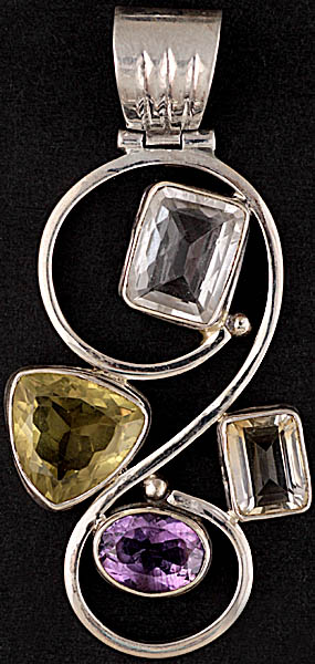 Faceted Gemstone Pendant (Crystal, Lemon Topaz, Citrine, Amethyst)