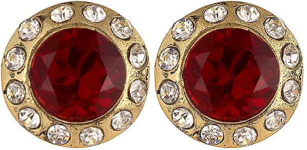 Red Victorian Post Earrings with Cut Glass