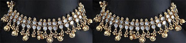 Kundan Anklets with Dangles (Price Per Pair)