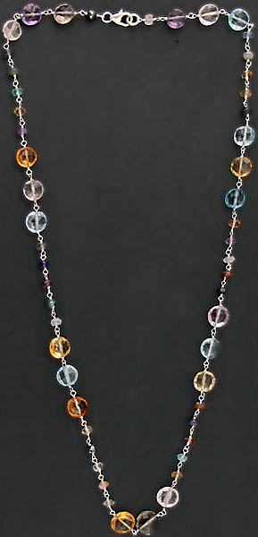 Faceted Gemstone necklace Chain (Rose Quartz, Apatite, Tourmaline)