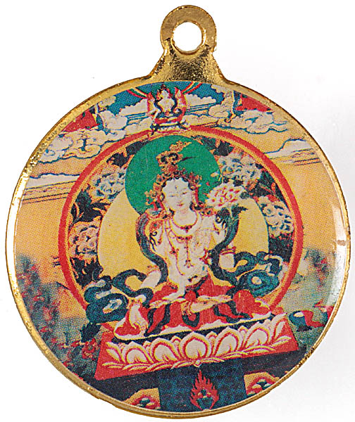 Goddess White Tara Double-sided Pendant with The Ten Powerful Syllables of The Kalachakra Mantra on Reverse