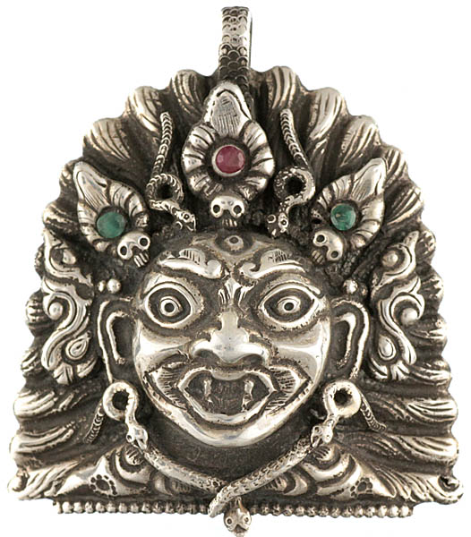 Mahakala Pendant with Faceted Ruby and Emerald