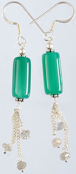 Green Onyx Earrings with Faceted Labradorite