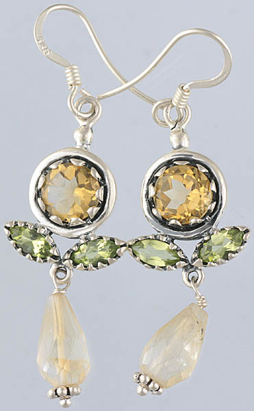 Faceted Citrine and Peridot Earrings