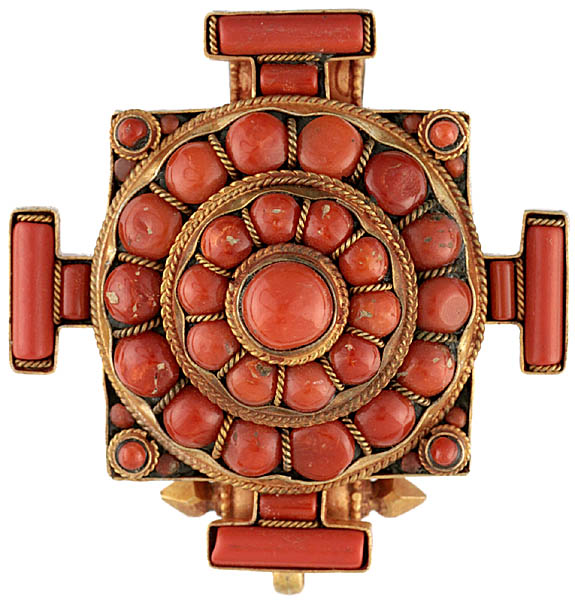 Coral Mandala Gau Box Pendant