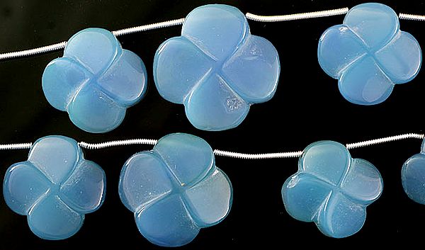 Blue Chalcedony Carved Flowers