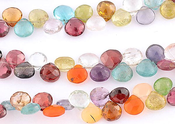 Faceted Multi-color Gemstones Briolette (Garnet, Citrine, BT, Lemon Topaz, Amethyst, Crystal and Iolite)