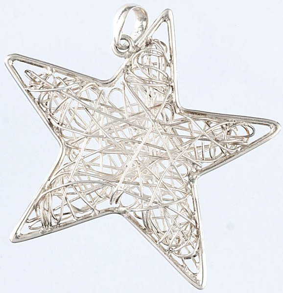Sterling Star Pendant with Wirework