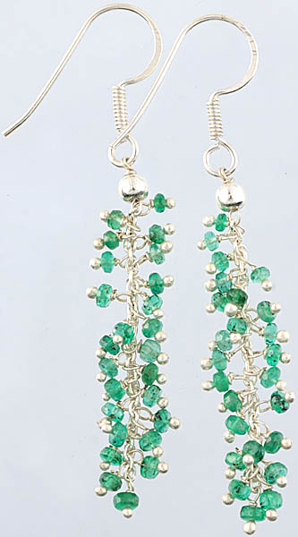 Faceted Emerald Shower Earrings