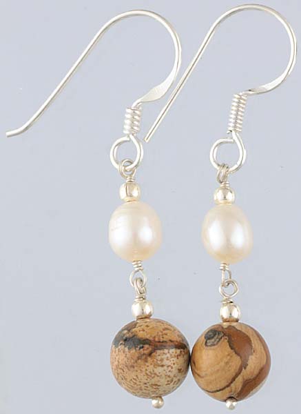 Pearl Earrings with Agate