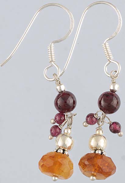Faceted Citrine Earrings with Garnet