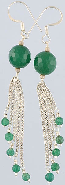 Faceted Green Onyx Shower Earrings