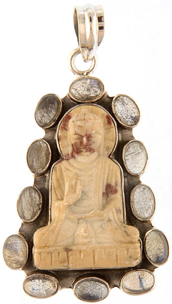 Carved Buddha Pendant with Labradorite