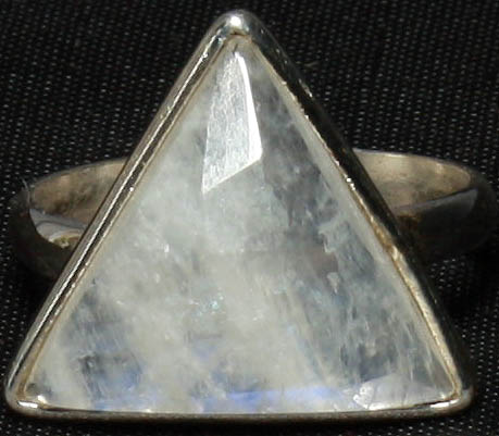 Faceted Triangle Rainbow Moonstone Ring