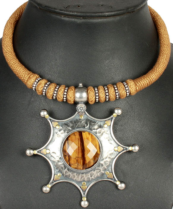 Faceted Tiger Eye Necklace with Cord